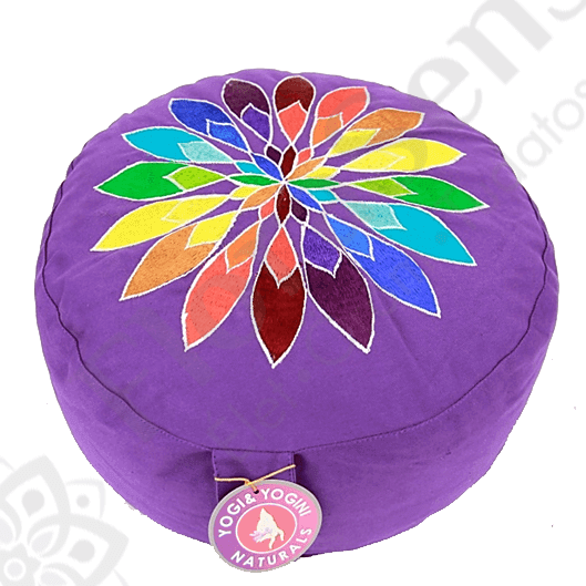 Meditációs ülőpárna - kerek - csakravirággal - lila Meditációs ülőpárna - kerek - csakravirággal - lila
